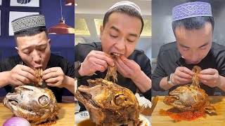 Kumpulan vidio mukbang kepala kambing || ASMR kepala kambing pedas panas