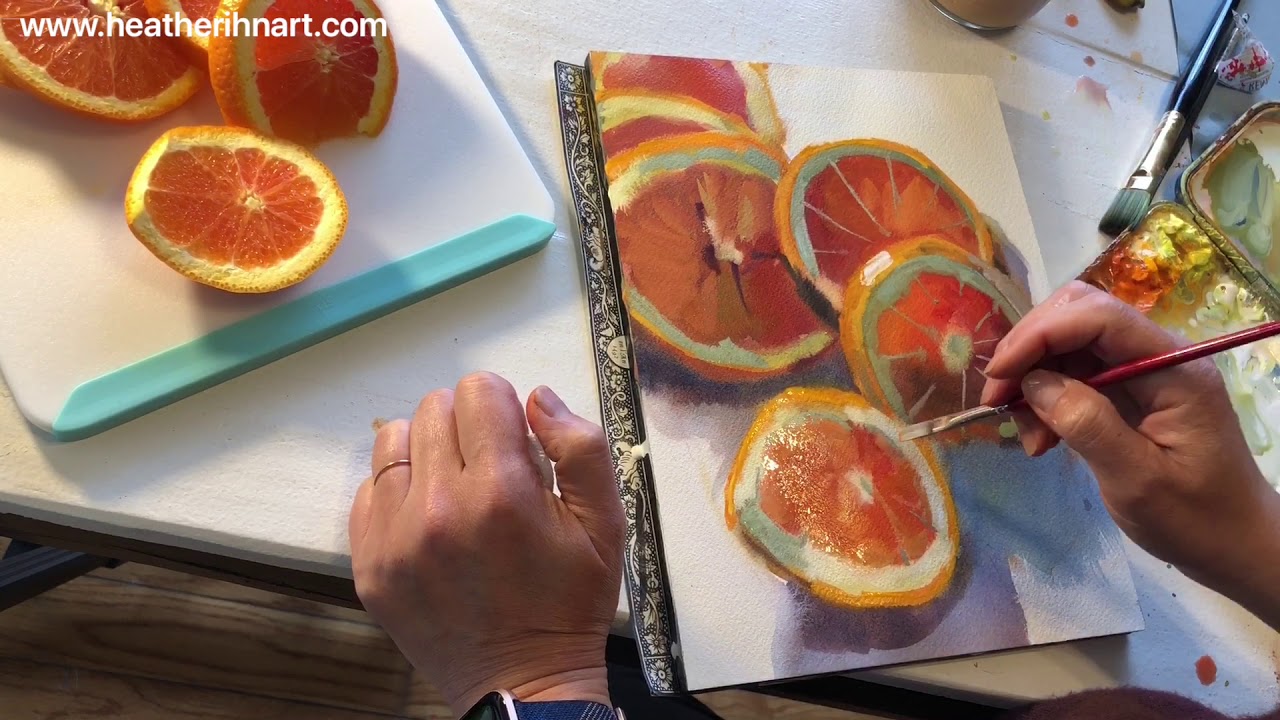 Painting Oranges Slices in Gouache