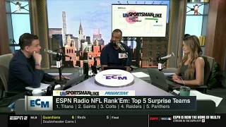 ESPN NFL Top 5 Surprise Teams : 1. Titans, 2. Saints, 3. Colts, 4. Raiders, 5. Panthers