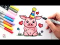 2 Dibujos de CERDITOS de Feliz Cumpleaños | How to draw a Piggy Happy Birthday