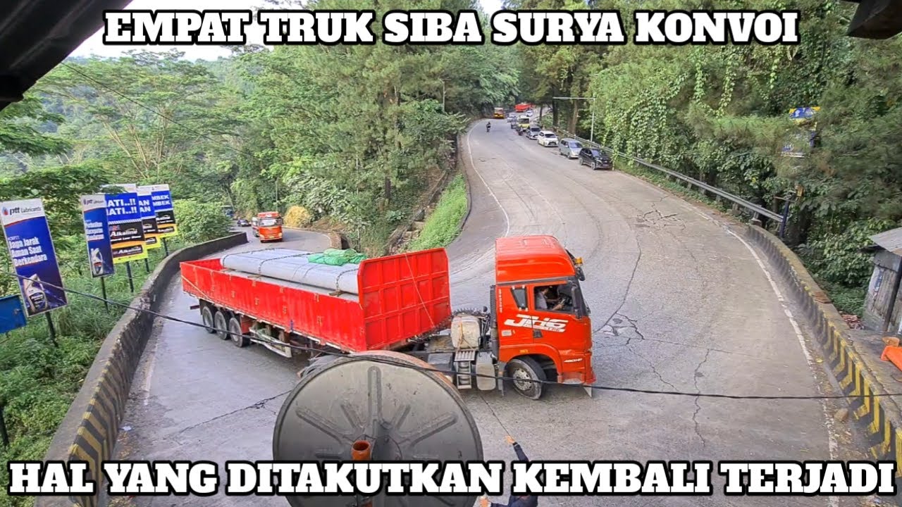 Empat Truk Trailer Siba Surya Muatan Paku Bumi Konvoi, Hal Yang Ditakutkan Terjadi di Sitinjau Lauik