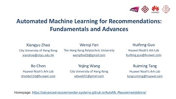 Automated Machine Learning for Recommendations: Fundamentals and Advances (Tutorial at WWW