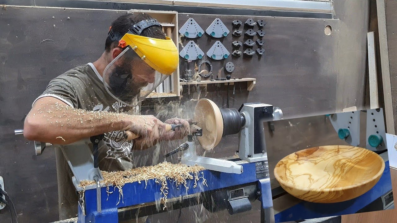 Zeytin ağacı tabak yapımı - ahşap torna / Making plate from olive wood - wood turning