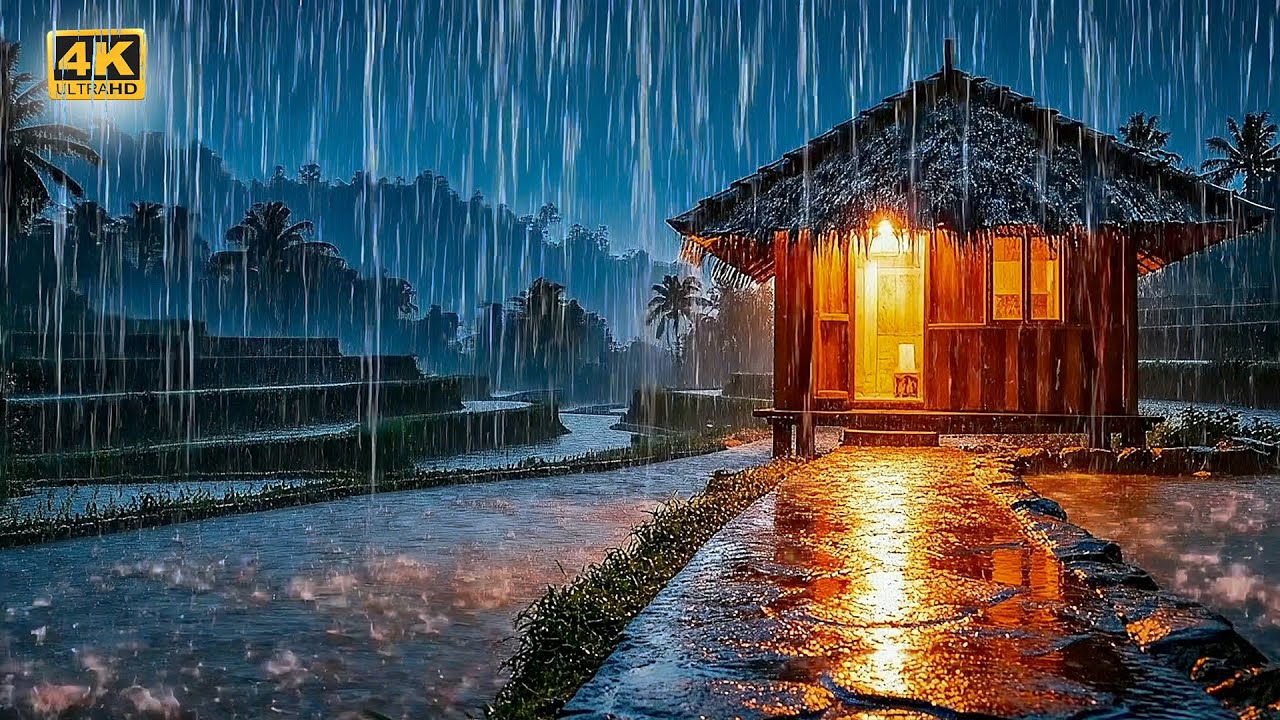 POV: Sleeping in a Tiny Wooden Hut During a Tropical Storm (100% ...