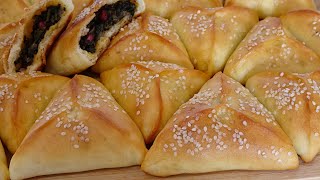 فطائر السبانخ بعجينة ذهبية👌هشة وطرية وحشوتها ولا أطيب😋 Spinach pies