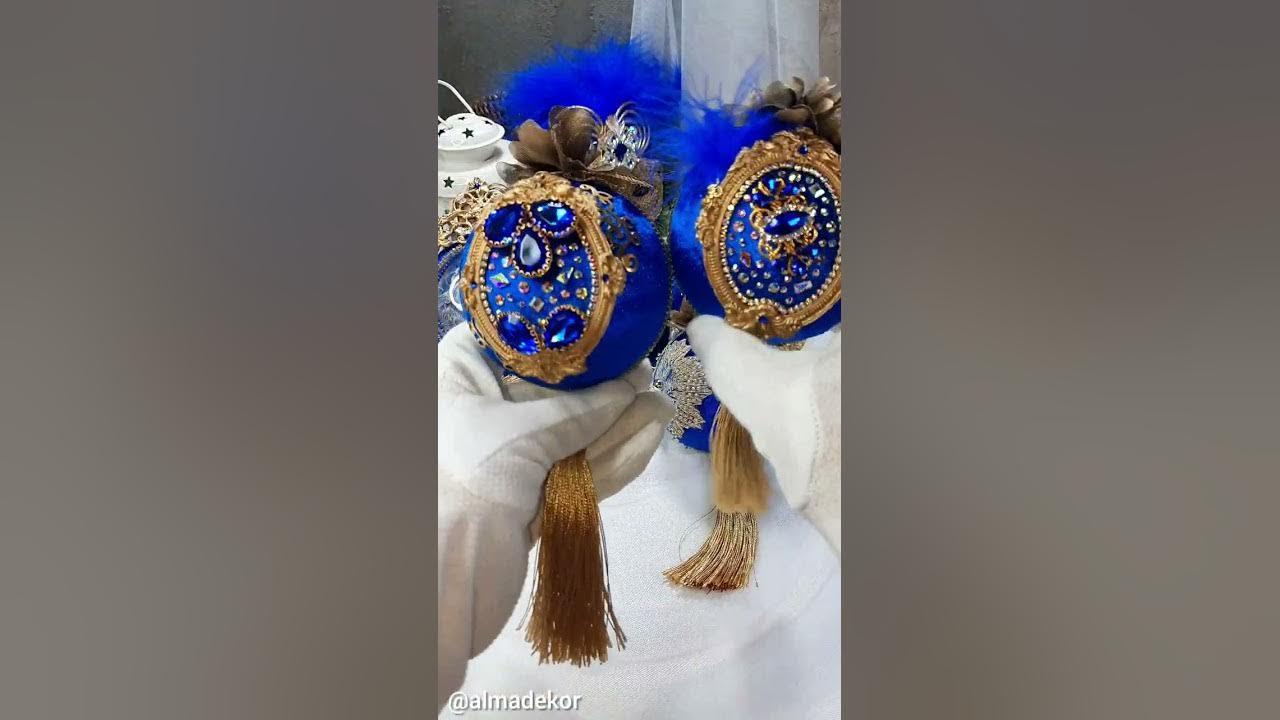 Набор елочных игрушек в синем цвете - YouTube