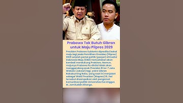 🔴Pengamat Sebut Presiden Prabowo Tak Butuh Gibran Rakabuming Raka untuk Maju Pilpres 2029