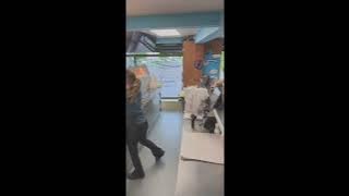 Girls unknown crush fries in Store