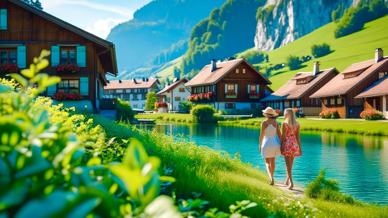 Валенштадт, Швейцария 🇨🇭Спокойная прогулка по очаровательному старому городу, ШВЕЙЦАРИЯ