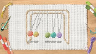 Newton's Cradle in Cross Stitch - A Relaxing Animation with Soft Piano Music (short version) screenshot 5