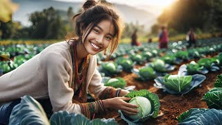 Harvest cabbage and bring it to the local market to sell | Duyen Tay Daily