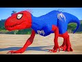 Spiderman Indoraptor Battle: I-REX and Spinosaurus Team Up, Ironman, Superman Come to the Rescue!