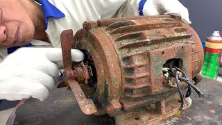 Restoration Of Old Badly Damaged Electric Motors // Old Electric Motor Restorations Skills