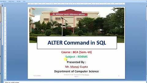 Online class on RDBMS by manoj gupta PPTC Rewa