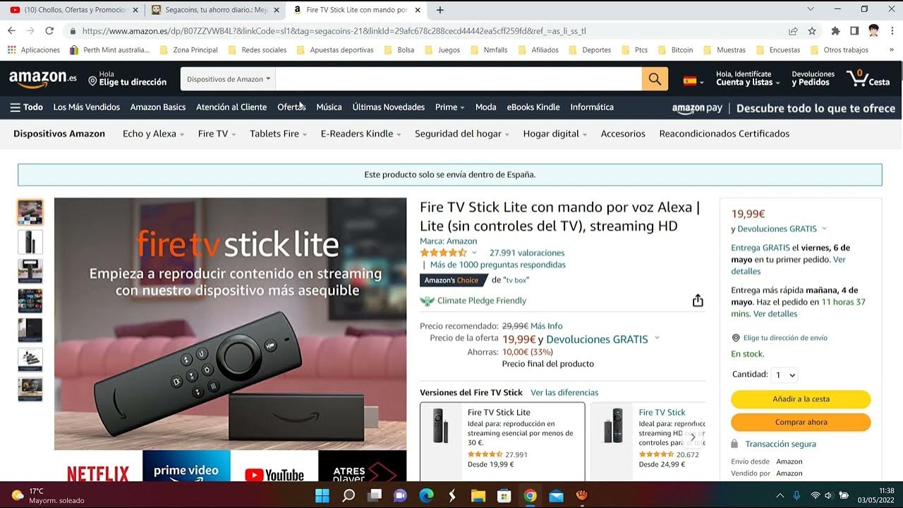 Fire TV Stick con mando por voz Alexa ahora con un 42% de descuento en