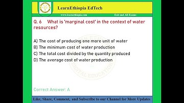 Water Resource Planning and Management | Model Exit Exam Questions for Hydraulics Exit Exam
