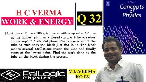 H C VERMA | WORK & ENERGY |CHAPTER 8 Q32.A block of mass 100 g is moved with a speed of 5.0 m/s at t