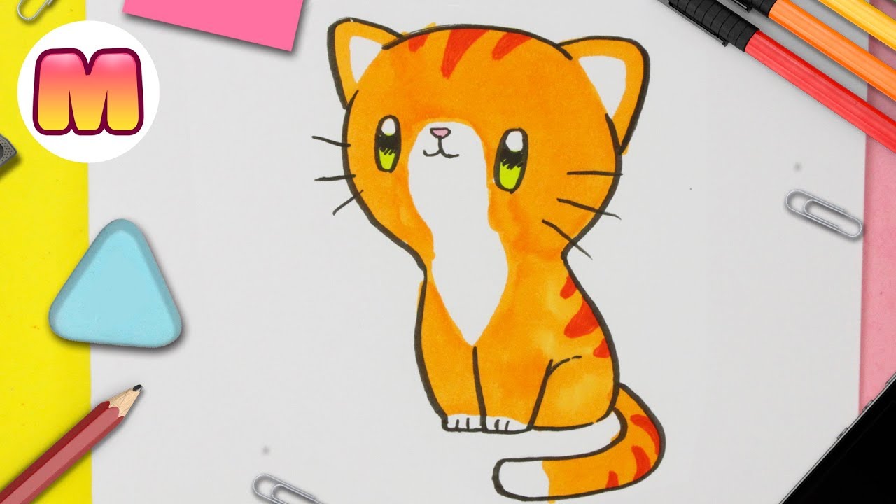 Aprende a dibujar un GATO Kawaii | How to Draw a Cute Baby Kitten - Como  dibujar un gato fácil - thptnganamst.edu.vn