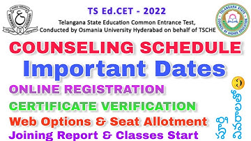 TSEdCET COUNSELING DATE