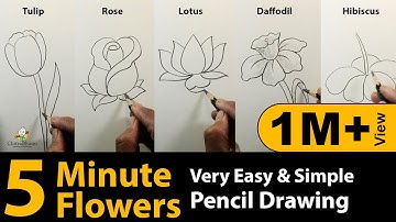 How To Draw Flowers | Tulip, Rose, Lotus, Daffodil, Hibiscus Very Easy & Simple Drawing | Art Video