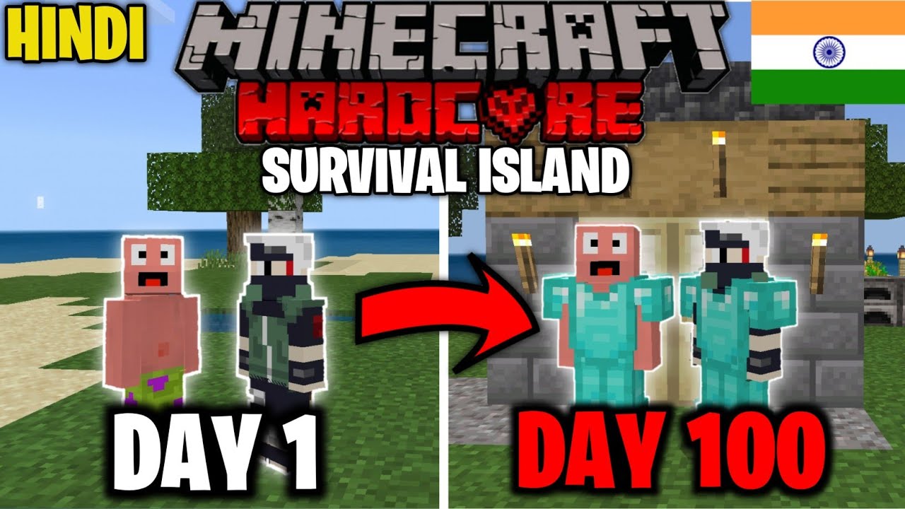 We Survived 50 Days on A Survival Island In Minecraft Hardcore { Hindi ...