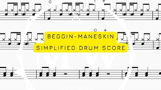 🥁 How to play- BEGGIN MANESKIN DRUMS- Drum score, drums transcription , How to play 🥁