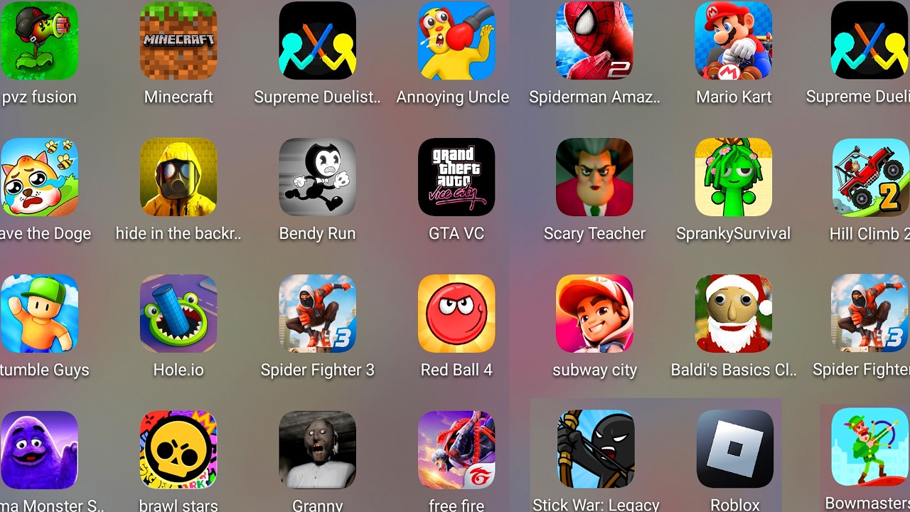 Scary Teacher 3D,Brawl Stars,Subway Surf City,Spider Fighter 3,The Amazing Spider Man 2,Free Fire...