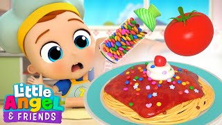 Baby John Makes Pasta! Dinner Song | Little Angel And Friends Kid Songs