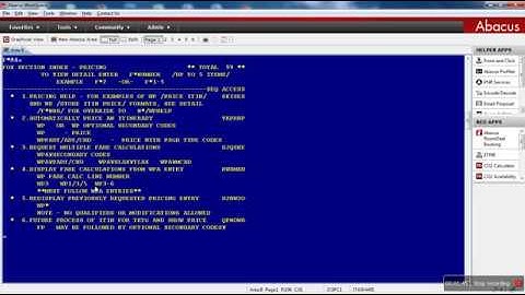 Abacus Sabre Red Workspace Host Help System
