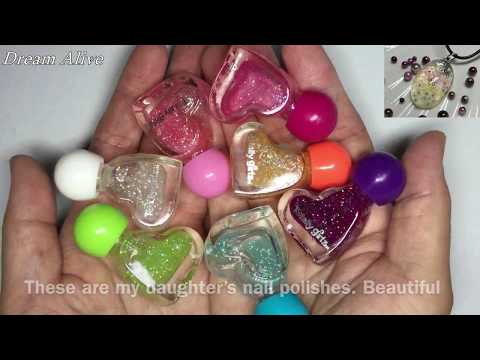 Resin Art Jewelry 레진아트 - 블링블링 메니큐어 이용한 목걸이 만들기 Making a Bling Bling  Necklace with nail polishes