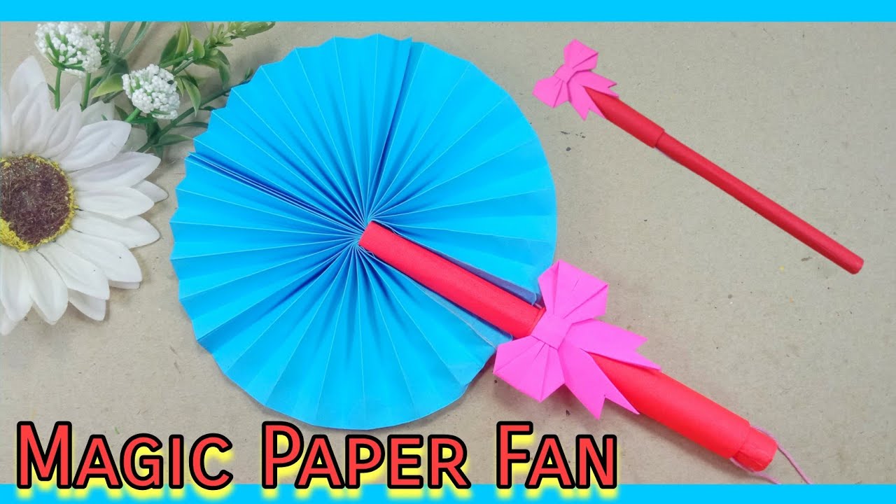 Cara Membuat Kipas Tangan Dari Kertas Origami, DIY Paper Flower Fan Easy, Magic Flower Paper Fan