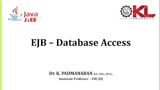 EP0019: EJB - Database Access