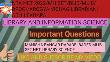 Important Question Library And Information Science .सेट/NTA NET/BLIB /MLIB.