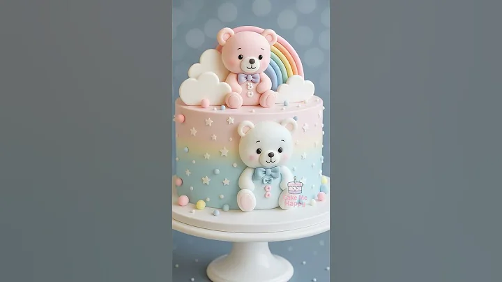 Rainbow Teddy Bear Cloud Cake
