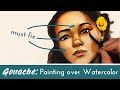 Painting Gouache over Watercolor | sketchbook session