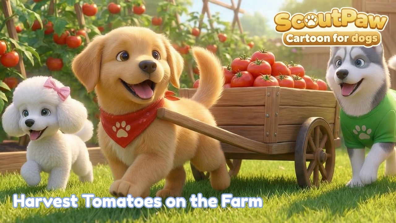 ScoutPaw Harvest Tomatoes on the Farm 🍅 Dog TV for Dogs to Watch | Cartoon for Dogs