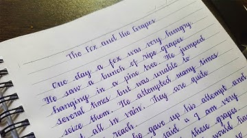 English Story: The Fox and the Grapes | Beautiful Sharp Edge Cursive Handwriting | Moral Story