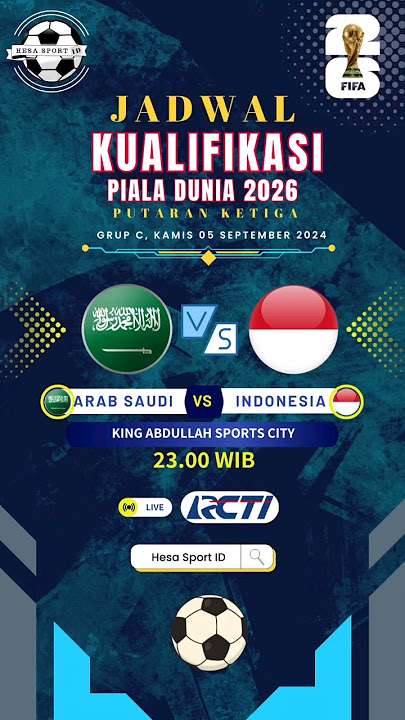 Jadwal ARAB SAUDI vs INDONESIA | Jadwal Timnas Indonesia Kualifikasi Piala Dunia 2026 putaran ketiga