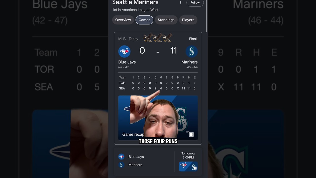 The Mariners SHUT OUT the Blue Jays today!