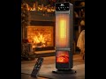 Tower Heaters for Indoor Use,1500W Portable Space Heater with 3D Flame &amp; Remote, 90° Oscillation,