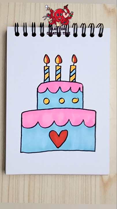 Menggambar Kue Ulang Tahun mudah sederhana/ Drawing easy Birthday cake