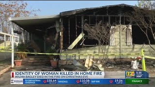 Coroner releases identity of woman killed in a mobile home fire on Christmas Eve