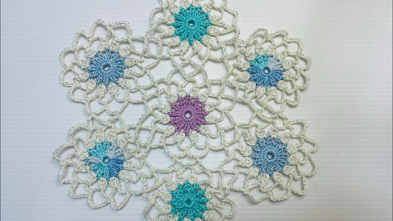 ドイリー レース編み ハンドメイド かぎ針編み ナチュラル シンプル エレガント レース編みドイリー/かぎ針編みの編み方【日本語字幕付き】11