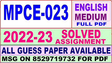 mpce 023 solved assignment 2022-23 / mpce 23 solved assignment in english / ignou ma psychology
