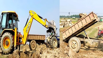 JCB 3Dx And Swaraj 744 fe Tractor Loading Video
