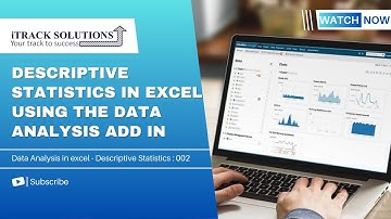 #dataanalysis 002 - Descriptive statistics summary in #excel Using the Data Analysis Add in Tool