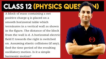A block of mass containing a net positive charge q is placed on a smooth horizontal table which