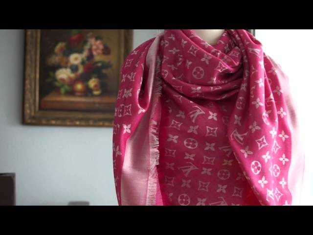 Authentic Louis Vuitton LV Monogram Denim Scarf Shawl Review Unboxing Pink  Buy 