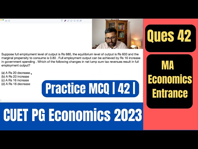 Tax Multiplier, Government Multiplier | CUET PG Economics Entrance | CUET MA Economics Entrance|Q42|