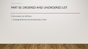 Part-5 [HTML] Ordered and Unordered List